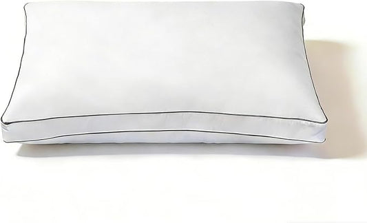 Goose Down Pillow Queen Size - 3-Chamber Gusseted Design for Balanced Neck Support - Luxury Hotel Collection Bed Pillow - Soft Medium Pillow for Side Back Sleepers - 1 Pack (20" x 28")