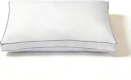 Goose Down Pillow Standard Size - 3-Chamber Gusseted Design for Balanced Neck Support - Luxury Hotel Collection Bed Pillow - Soft Medium Pillow for Side Back Sleepers - 1 Pack (20" x 26")