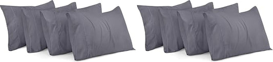 Utopia Bedding Standard Pillow Cases - 8 Pack - Envelope Closure - Soft Brushed Microfiber Fabric - Shrinkage and Fade Resistant Pillow Covers Standard Size 20 X 26 Inches (Standard, Grey)