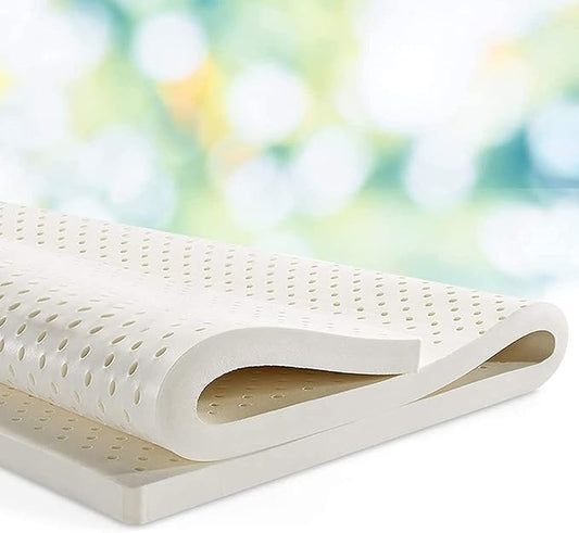 Natural Latex Mattress Topper for Back Pain Relief - Medium Firm Double Bed Pad, Pressure-Relieving Design, Breathable Removable Cover for Comfortable Sleep