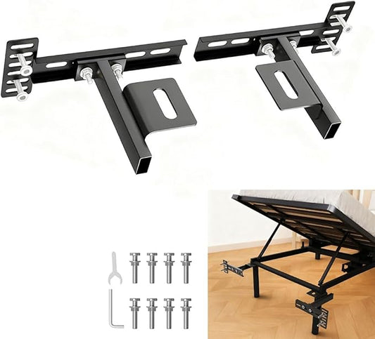 Adjustable Headboard Brackets for Metal Bed Frame Universal Brackets for Headboard with Footboard Extension Kit Fit Twin Full Queen King 2 Pcs Matte Black