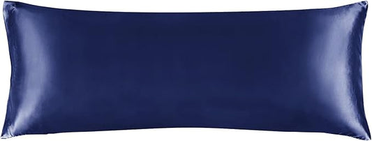 BEDELITE Satin Body Pillow Cover, Super Soft and Cooling Body Pillow Pillowcase for Hair and Skin, Breathable Silky Full Long Pillowcase Cover(20"x54", Navy)
