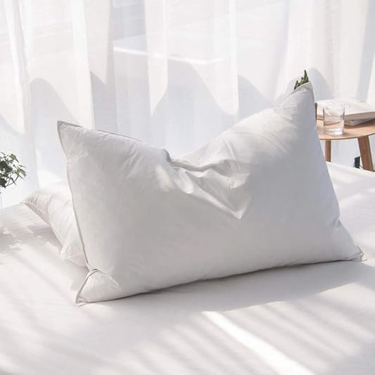Luxury Feathers Down Pillows King Size Set of 2, Hotel Quality Fluffy Bed Pillows, Soft Pillows for Sleeping, Organic Cotton Cover(20x36”, Pack of 2)
