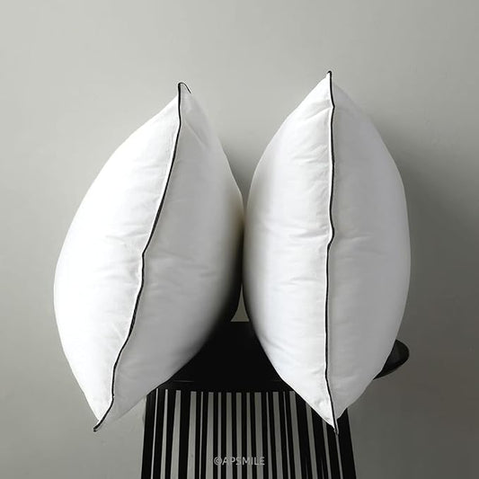 APSMILE Organic Feather Down Pillows Set of 2, Standard Size Bed Pillows for Sleeping with 100% Cotton Cover, 3-Chamber Hybrid Feather Down Core Pillow Surrounded by Polyester for Cushions 20x26