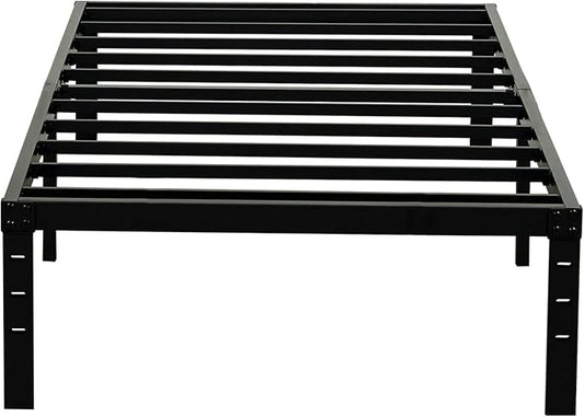 Wulanos Twin Size Bed Frame, 3500lbs Heavy Duty Metal Platform with Steel Slats Support, No Box Spring Needed, 14 inches high Bedframe with Ample Storage, Sturdy and Noise-Free, Black