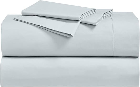 Royal Hotel Bedding Abripedic Crispy Percale Pillowcases, 300-Thread-Count, 2PC Solid Pillow Cases Set, 100% Cotton, Standard, Sea