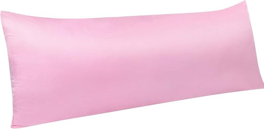 NTBAY Zippered Satin Body Pillow Pillowcase, Silky Slip Cooling Body Pillow Cover, Long Side Hidden Zipper, 20x54 Inches, Light Pink