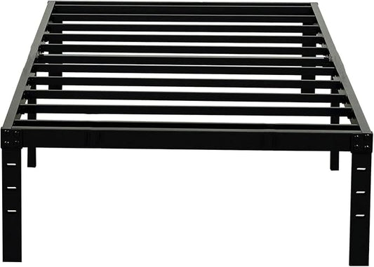 Wulanos Twin XL Bed Frame 18 inch Tall, 3500lbs Heavy Duty Metal Platform with Steel Slats Support, 18-inch Bedframe with Ample Storage, No Box Spring Needed, Sturdy and Noise-Free, Black