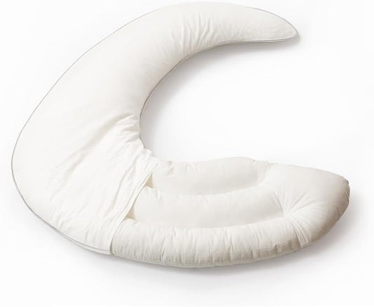 Choc chick Toddler Pillowcase for Body Pillow - 35x28 in Kids Moon-Shaped Body Pillow Cover for Sleeping, 100% Cotton, Soft & Breathable, Machine Washable (White, Case Only)