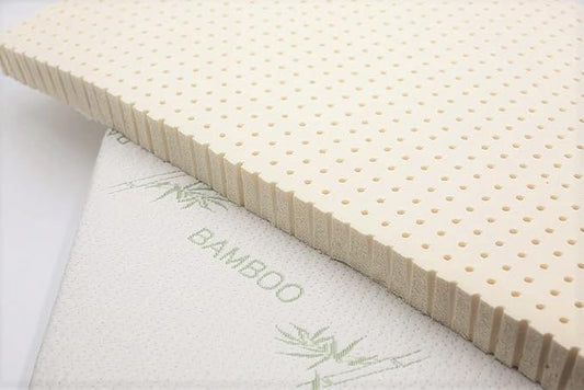 OrganicTextiles 2” Inch Organic Latex Mattress Topper Pad with Rayon Derived from Bamboo Covering (Queen Size, Soft), GOLS Certified, Cooling and Breathable, Made in USA, Hypoallergenic and Soft