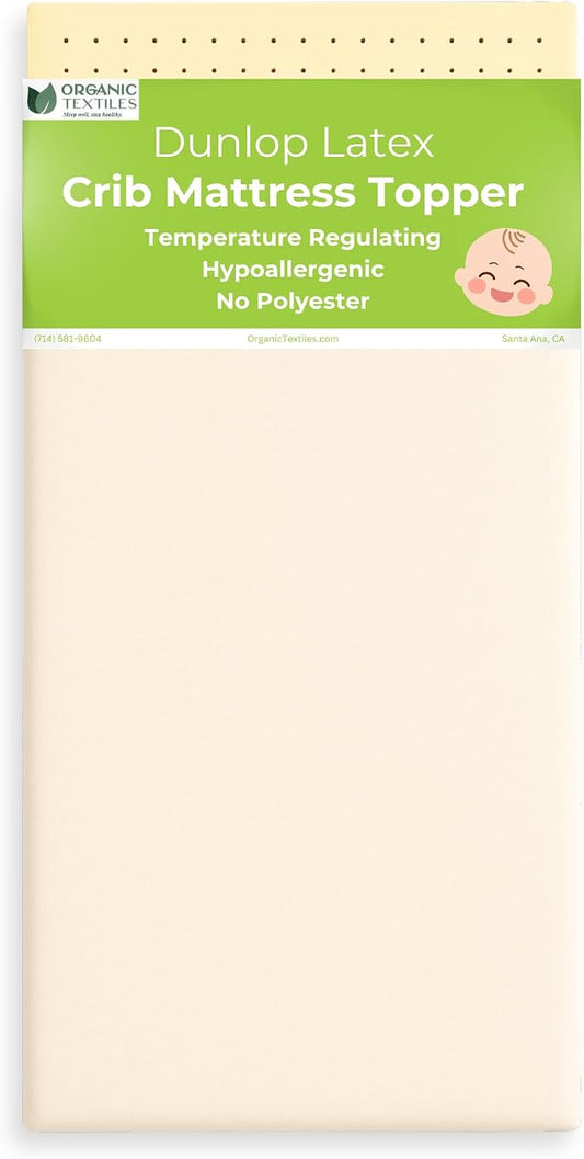 3” Inch Latex Organic Crib and Toddler Bed Mattress Topper with Australian Wool Cover (Portable Crib, 36"x26"), GOLS Certified, Hypoallergenic and Breathable, Soft and Cooling, Made in USA