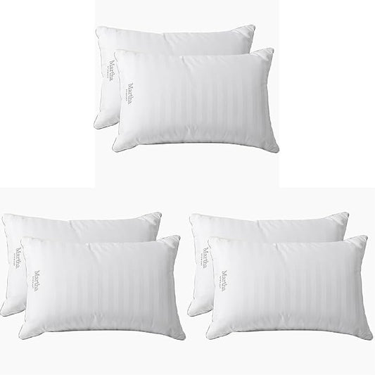 Martha Stewart Hotel Collection Bed Pillows 100% Cotton 500 Thread Count Damask Stripe Embroidered King Size (Pack of 6)