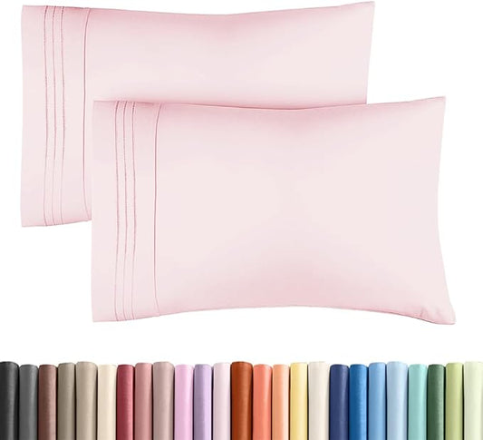 King Standard Pillow Cases Set of 2 - Ultra-Soft Hotel Quality Pillowcase Covers - Comfy, Cozy & Fade Free - Wrinkle Resistant - Machine Washable Pillow Protectors - 2 Piece Set - Lavender Pink