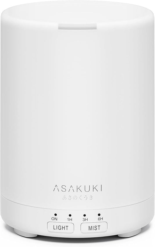 ASAKUKI Essential Oil Diffuser for Home, 300 ml Humidifier with Automatic Shut-Off, Quiet Aromatherapy Diffuser with 7 LED Lights for Living Room, Kitchen, Bedroom, Hotel - Pure White