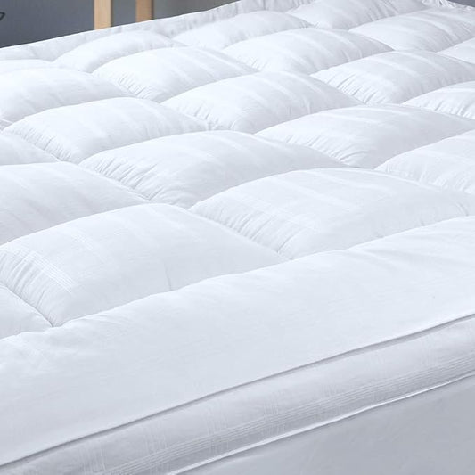 Plush Extra Thick Twin Mattress Topper, Soft & Cooling Pillow Top Bed Topper for Back Pain with 300TC Cotton Cover, Overfilled Mattress Pad Cover for Back Pain, Fit to 6”-22” Mattress.