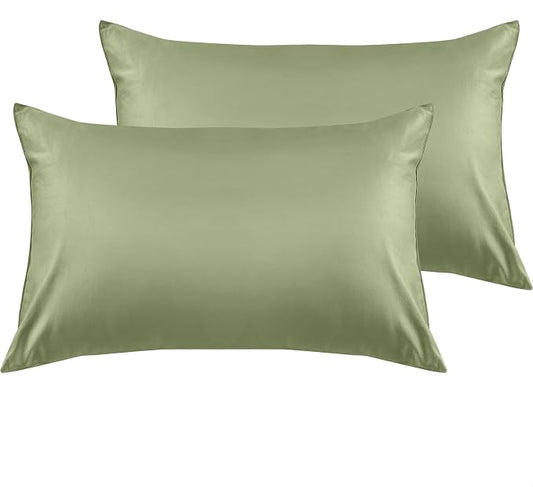 Warmstar Cotton Pillow Cases Queen Size Set of 2, 600 Thread Count Pillowcases 20x30 Inches, Soft Long Staple Cotton Pillowcases Breathable with Envelope Closure,Sage Green