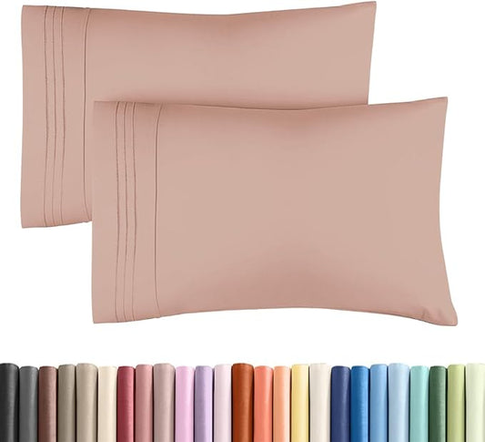 King Standard Pillow Cases Set of 2 - Ultra-Soft Hotel Quality Pillowcase Covers - Comfy, Cozy & Fade Free - Wrinkle Resistant - Machine Washable Pillow Protectors - 2 Piece Set - Mauve