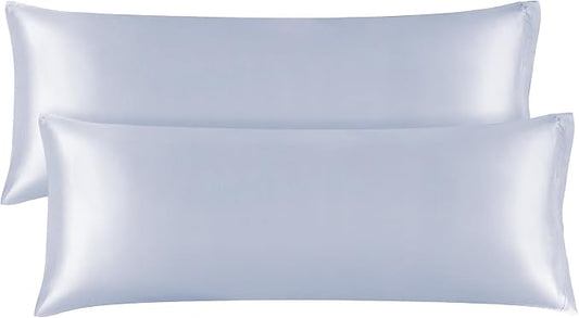 BEDELITE Satin Body Pillow Cover 2 Pack, Super Soft and Cooling Body Pillow Pillowcase for Hair and Skin, Breathable Silky Full Long Pillowcase Cover(20"x54", Evening Haze)