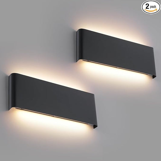 Mille Lucciole 15"Modern LED vanity light,20W Dimmable 5 CCT (3000K-6500K) Adjustable Wall Lamp,Up and Down Wall Lighting,Indoor Wall Sconce for Bedroom,Staircase,Hallway,Dressing Table,2 Pack（Black）