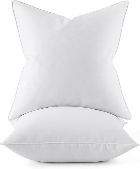 MIULEE 24x24 Euro Pillow Inserts, Pack of 2 Down Feather Premium Throw Pillows with Cotton Fabric for Bed Couch Living Room Sofa