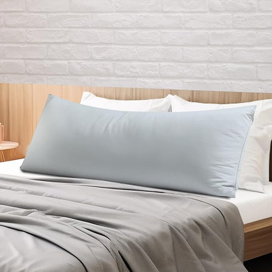 100% Egyptian Cotton Body Pillow Cover Long Pillow Case, 600 Thread Count Bed Pillow Protector with Zipper, Sateen Weave Cooling Full Body Pillowcase for Adults 20x54 Inches (1PC, Body, Gray)