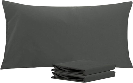 NTBAY King Pillowcase Set - 2 Pack Brushed Microfiber 20x36 Pillowcases - Soft, Wrinkle-Free, Fade-Resistant, Stain-Resistant, Dark Grey Pillowcases with Envelope Closure - 20x36 Inches, Dark Grey