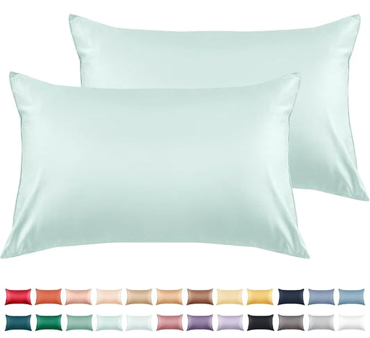 Warmstar Cotton Pillow Cases Queen Size Set of 2, 600 Thread Count Pillowcases 20x30 Inches, Soft Long Staple Cotton Pillowcases Breathable with Envelope Closure,Lagoon