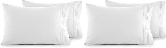 Elegant Comfort Luxury Ultra-Soft, Pillowcase Set - 1500 Premium Hotel Quality Microfiber Double Brushed - Wrinkle Resistant, Standard/Queen, White, 2 Count (Pack of 2)