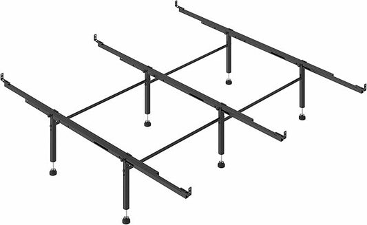 Bed Frame Support System - 3 Cross Rails and 6 Adjustable Legs,Universal Strong Center Support Beams for Full, Queen and King,California King Metal/Wood/Upholstered Bed