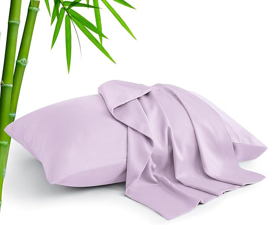 BEDELITE Pillow Cases Standard Size Set of 2, Rayon Derived from Bamboo, Cooling Pillow Cases for Hot Sleepers & Night Sweats, Breathable and Silky Soft Envelope Pillowcases(Light Purple, 20"x26")