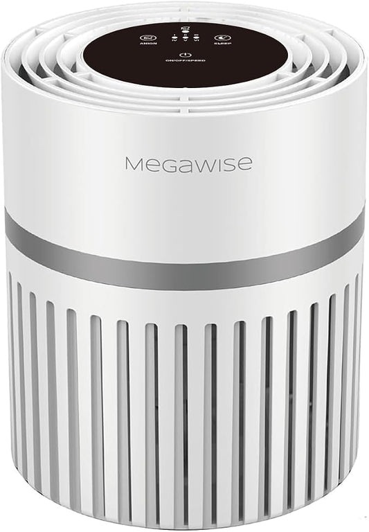 MEGAWISE Air Purifier for Large Rooms Up to 1076 ft², H13 True HEPA Filter, 99.97% 0.3 Micron Filtration, 25dB Quiet, CARB Certified Ozone Free, Portable Air Cleaner for Pets, Bedroom, Office