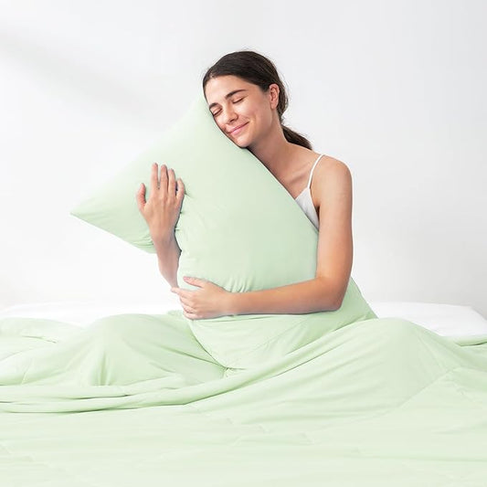 Cozy Bliss Cooling Pillow Cases for Hot Sleepers, Q-Max>0.45, Standard Size Set of 2, Soft & Silky Pillow Covers with Envelope Closure,Gift, Green, 20x26 Inches