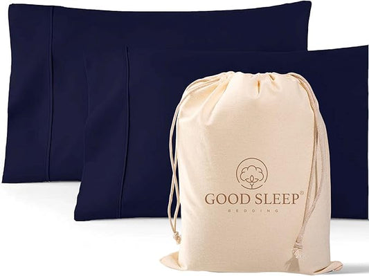 1000 TC Navy Blue King Pillowcases Set of 2 100% Egyptian Cotton Pillow Cases with Long Staple Cotton & Sateen Weave, Silky Soft Hotel - Like Bed Pillow Covers for Comfy Sleeping, Snug Fit