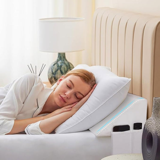 Bedluxe Twin Bed Wedge Pillow for Headboard, Headboard Pillow, Bed Gap Filler, Mattress Wedge - Fill The Gap (0-7") Between Headboard and Mattress (White, 39"x10"x6")