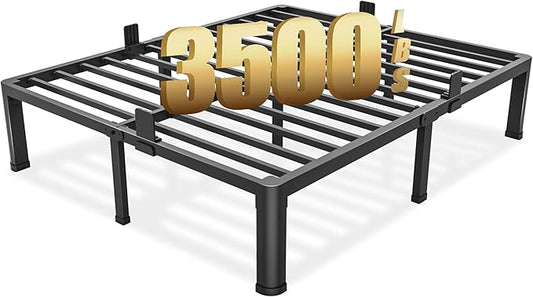 Yitong Angel 14 inch Full Size Bed Frame with Round Corner Legs Mattress Slide Stopper,3500 lbs Heavy Duty Metal Platform,Steel Slat Support,No Box Spring Needed,Easy Assembly,Noise Free