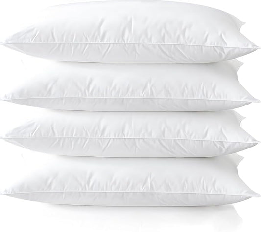 Acteb Medium Support Bed Pillows Queen Size Set of 4 Pack for Sleeping 20"x30", Hypoallergenic Skin Friendly Down Alternative Filling for Side Stomach Back Sleeper Machine Washable