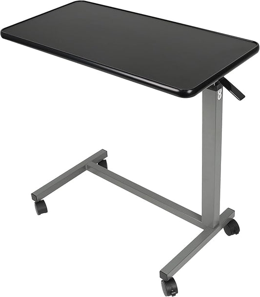 Vaunn Medical Pneumatic Adjustable Overbed Bedside Table with Wheels (Hospital and Home Use)