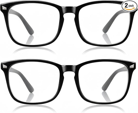 2 Packs Professional Sleep Glasses with 97.6% Blue Light Blocking Dual AR Coatings Clear Lens, Computer Gaming Glasses for Men Women, Anti Fatigue & Eye Strain