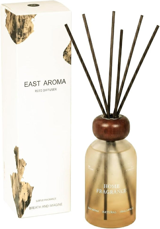 Reed Diffuser Set for Home 8.45 oz Scented Oil Diffuser with 6 Fiber Sticks, Smell Good Long Lasting Fragrance for Bathroom, Living Room, Office and Aromatherapy Gift (Vanilla)
