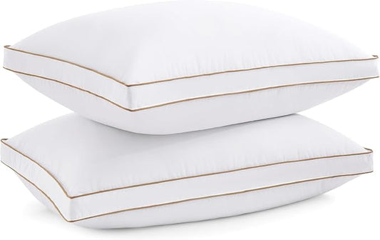 puredown® Goose Feather Down Pillows, Soft Fluffy Luxury Hotel Collection Pillows King Size Set of 2, 100% Cotton Cover, Medium Firm Bed Sleeping Pillow for Back, Stomach or Side Sleeper.
