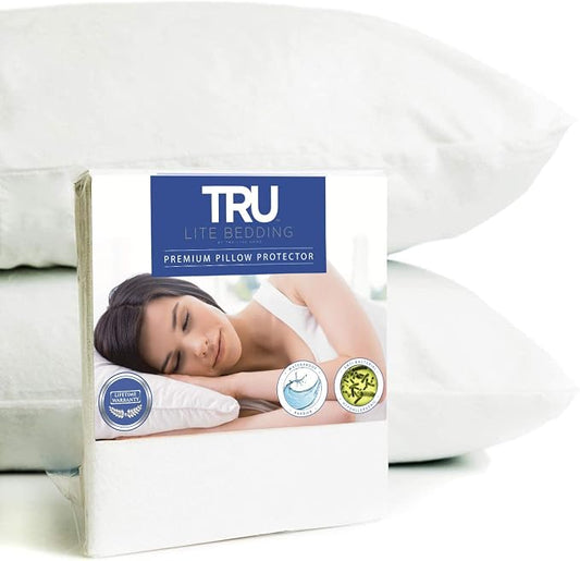 Anti Allergy Dirt Pillow Cases | Irritant Protector | Premium Breathable Terry Cotton Cover | 100% Waterproof | Zippered Encasement | Set of 2 | Standard Size