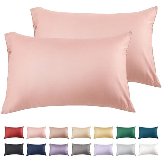 Warmstar Cotton Pillow Cases Queen Size Set of 2, 600 Thread Count Pillowcases 20x30 Inches, Soft Long Staple Cotton Pillowcases Breathable with Envelope Closure,Pink