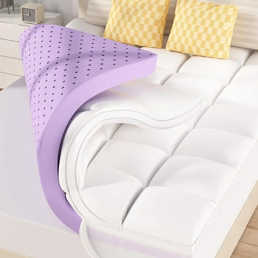 SINWEEK Dual Layer 5 Inch Memory Foam Mattress Topper Twin Size, 2 Inch Gel Memory Foam Plus 3 Inch 1450 GSM Down Alternative Quilted Pillow Top Mattress Pad Cover, White