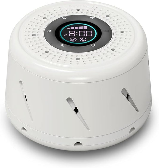 Real Fan White Noise Machine Sleep Sound Machine with Smart Mode, Timer & LED Display for Better Sleep, Office Privacy, Travel & Baby (White)