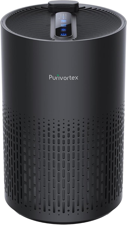 Purivortex Air Purifiers for Home, Quiet HEPA Air Filter for Pollen, Smoke, Dust, Pet Dander, Odor, Hair, Covers Up to 880 Sq Ft (Model: PX500 Black with Fragrance Sponge)