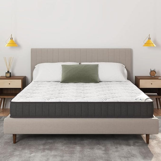 Ottomanson King 9" Hybrid Mattress - Medium Firm Support - Made in USA - Individually Pocketed Coils & CertiPUR-US Foam - Fiberglass-Free - Bed in a Box