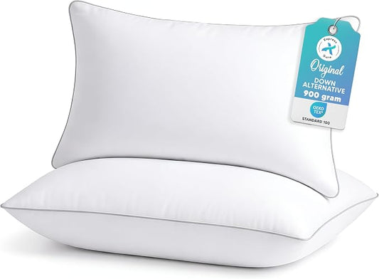 Luxury Hotel Collection Bed Pillows Standard/Queen Size Set of 2 - Original Soft Down Alternative Pillow for Sleeping - Soft Support for Back, Stomach or Side Sleepers - Breathable & Cooling Effect