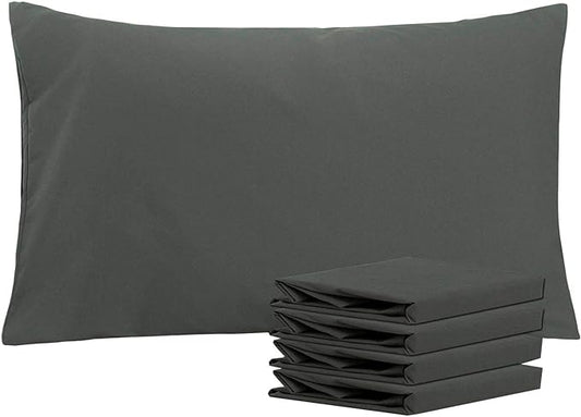 NTBAY Queen Pillowcase Set - 4 Pack Brushed Microfiber 20x30 Pillowcases - Soft, Wrinkle-Free, Fade-Resistant, Stain-Resistant, Dark Grey Pillowcases with Envelope Closure - 20x30 Inches, Dark Grey