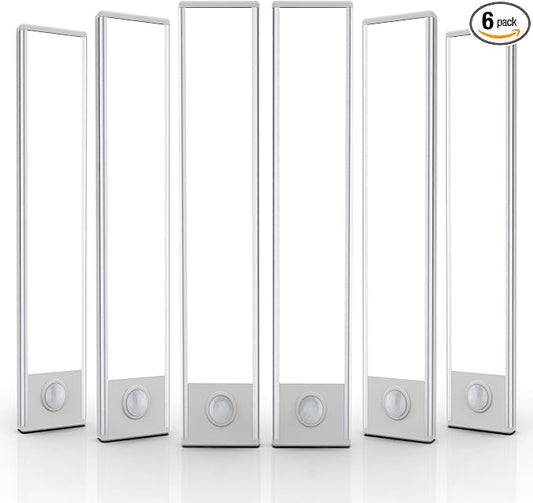 6 Pack Under Cabinet Lights Wireless, 40 LED Motion Sensor Light Indoor Rechargeable Magnetic Closet Lights Battery Operated, Under Counter Lights for Kitchen, Wardrobe, Hallway, Stairs