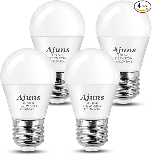 LED Bulb 5W Equivalent 40W 120V Light Bulb Ceiling Fan Light Bulbs, Warm White 2700K A15 LED Energy Saving Bulb, E26 Base Not Dimmable 4 Pack